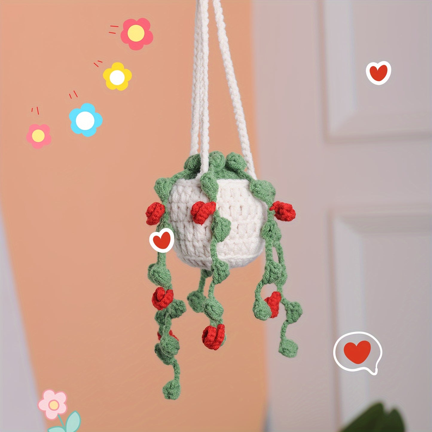 3pcs Set Handmade Woven Plant Hanging Decorations Plant Hanging Decorations Car Hanging Or Rearview Mirror Decoration Exquisite Creative Decoration