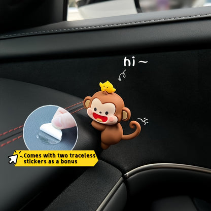 Adorable Cartoon Monkey Car Hanging Ornament - Resin Decor for Rearview Mirrors, Computer Screens & Center Console - Perfect Gift for Friends and Family, Cute Car Decorations