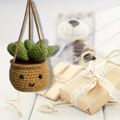 Cute Plant Shaped Car Mirror Hook, Handmade Fabric, for Car Rear View Mirror, Women, Men