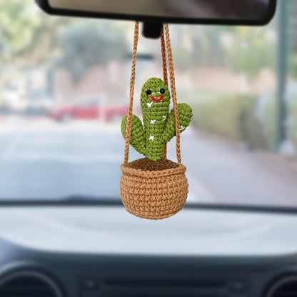 Cute Plant Shaped Car Mirror Hook, Handmade Fabric, for Car Rear View Mirror, Women, Men