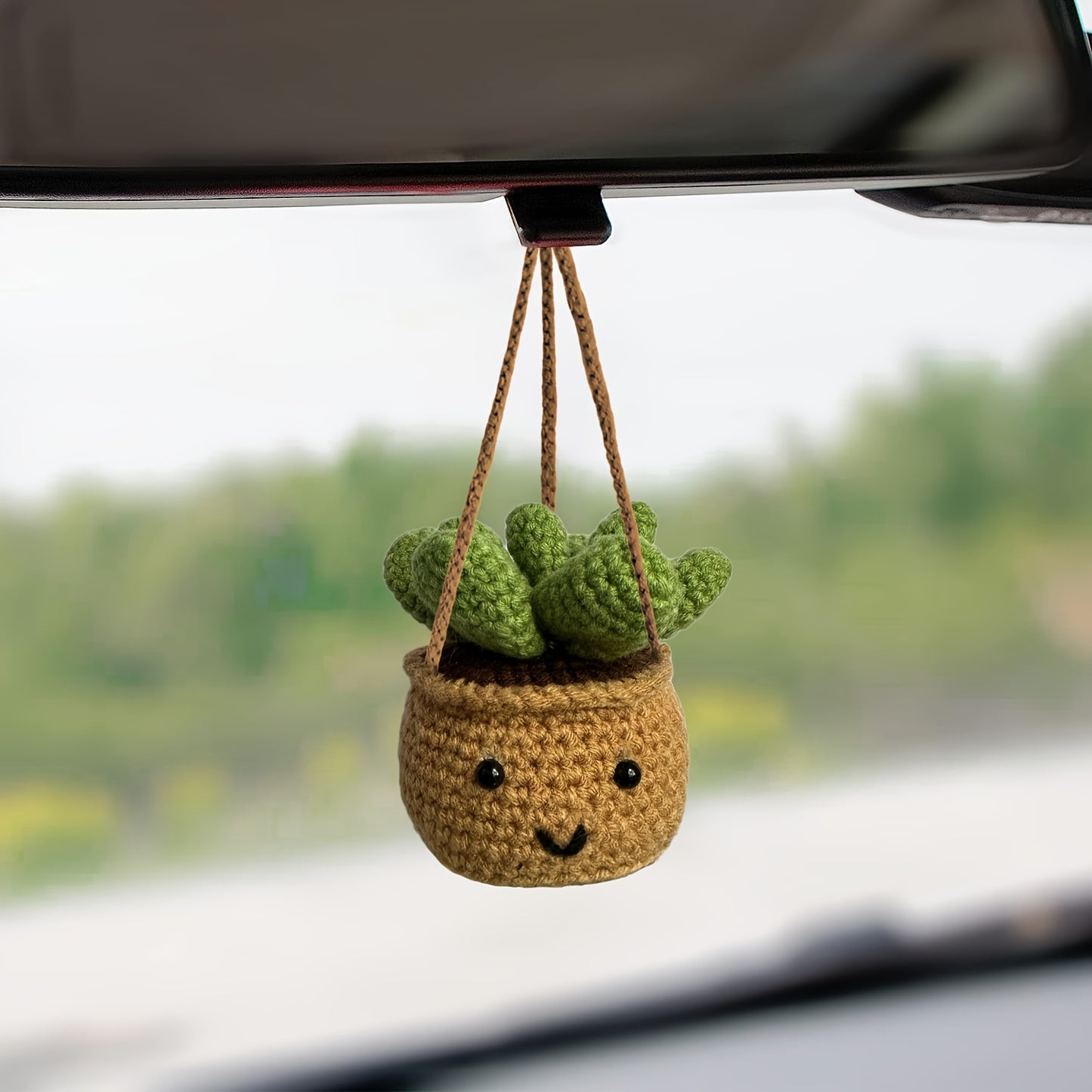 Cute Plant Shaped Car Mirror Hook, Handmade Fabric, for Car Rear View Mirror, Women, Men