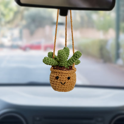 Cute Plant Shaped Car Mirror Hook, Handmade Fabric, for Car Rear View Mirror, Women, Men