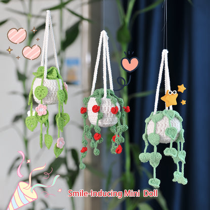 3pcs Set Handmade Woven Plant Hanging Decorations Plant Hanging Decorations Car Hanging Or Rearview Mirror Decoration Exquisite Creative Decoration