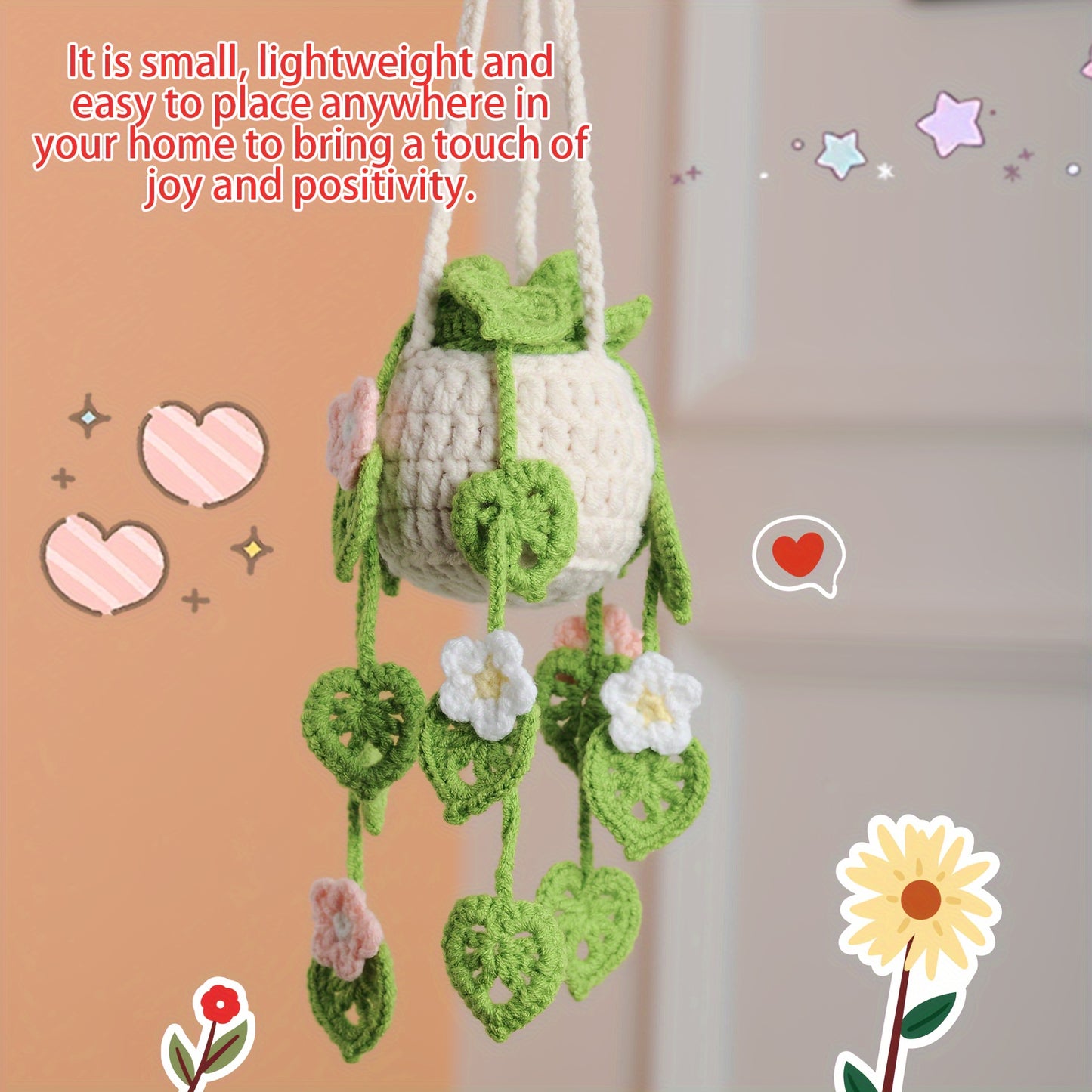 3pcs Set Handmade Woven Plant Hanging Decorations Plant Hanging Decorations Car Hanging Or Rearview Mirror Decoration Exquisite Creative Decoration