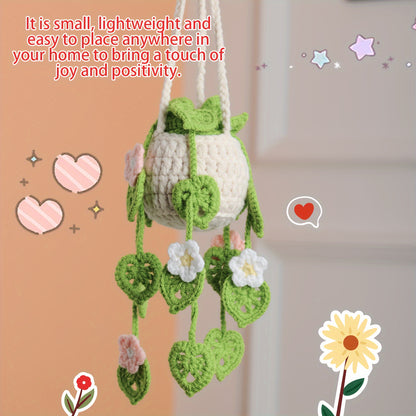 3pcs Set Handmade Woven Plant Hanging Decorations Plant Hanging Decorations Car Hanging Or Rearview Mirror Decoration Exquisite Creative Decoration