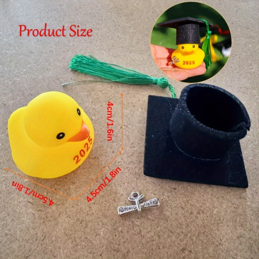 Car Ornament, Car Dashboard Decor, DIY FUN, 12 Sets Of 2025 Graduation Duck Gift (Random Color Of Tassel), Graduation Hat, Graduation Certification Pendant, Best Graduation Party Gift, Party Favor, Car Decors