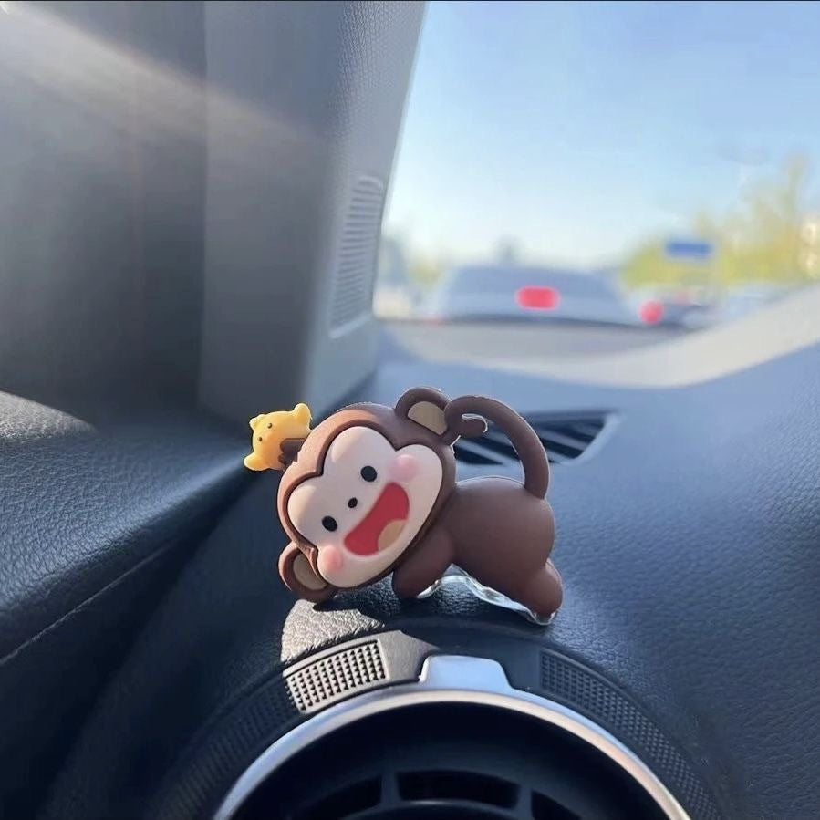 Adorable Cartoon Monkey Car Hanging Ornament - Resin Decor for Rearview Mirrors, Computer Screens & Center Console - Perfect Gift for Friends and Family, Cute Car Decorations