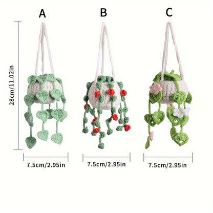 3pcs Set Handmade Woven Plant Hanging Decorations Plant Hanging Decorations Car Hanging Or Rearview Mirror Decoration Exquisite Creative Decoration