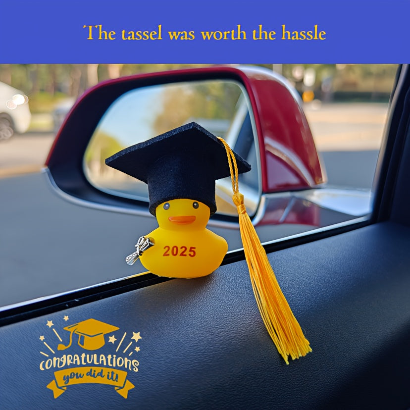 Car Ornament, Car Dashboard Decor, DIY FUN, 12 Sets Of 2025 Graduation Duck Gift (Random Color Of Tassel), Graduation Hat, Graduation Certification Pendant, Best Graduation Party Gift, Party Favor, Car Decors
