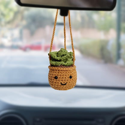 Cute Plant Shaped Car Mirror Hook, Handmade Fabric, for Car Rear View Mirror, Women, Men