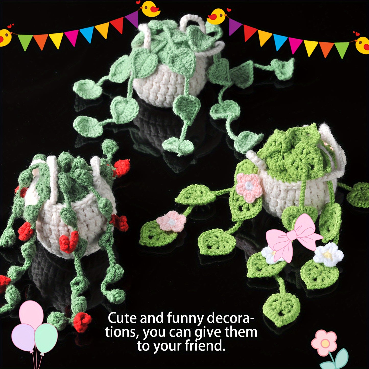 3pcs Set Handmade Woven Plant Hanging Decorations Plant Hanging Decorations Car Hanging Or Rearview Mirror Decoration Exquisite Creative Decoration