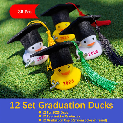 Car Ornament, Car Dashboard Decor, DIY FUN, 12 Sets Of 2025 Graduation Duck Gift (Random Color Of Tassel), Graduation Hat, Graduation Certification Pendant, Best Graduation Party Gift, Party Favor, Car Decors