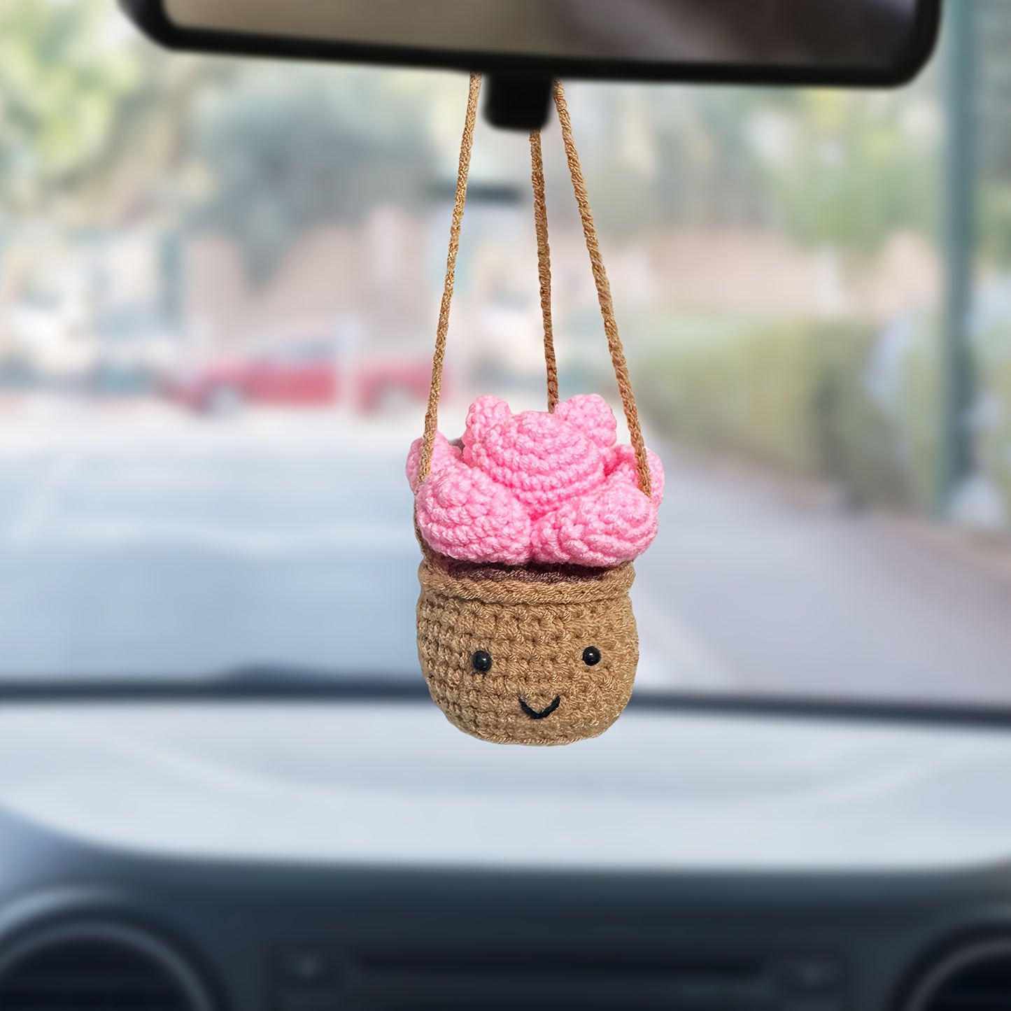 Cute Plant Shaped Car Mirror Hook, Handmade Fabric, for Car Rear View Mirror, Women, Men